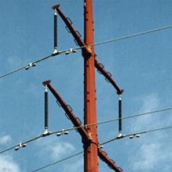 Weathering steel davits on weathering steel pole.